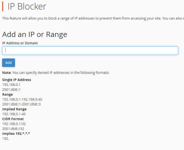 חסימת כתובת IP בשרת האחסון
